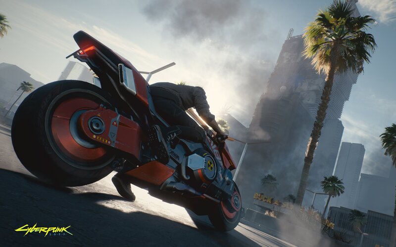 Person on Red Motorcycle — Dramatic, Afternoon, 3d Render
