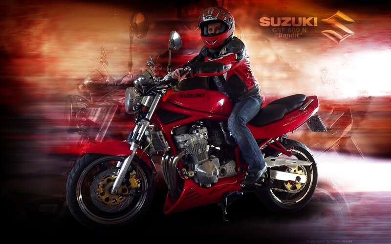 Person on Red Motorcycle — Dramatic