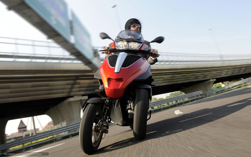 Person on Red Motorcycle — Dynamic, Afternoon, Photograph