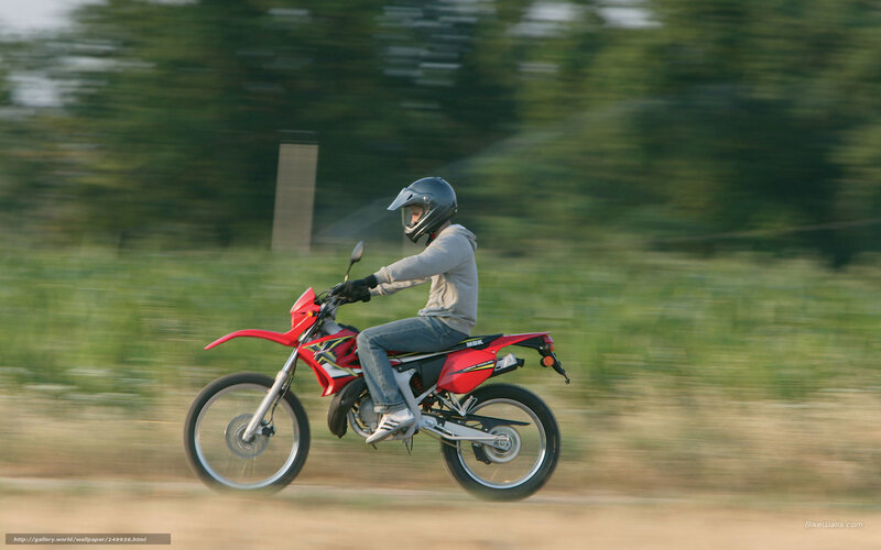 Person on Red Motorcycle — Dynamic, Afternoon