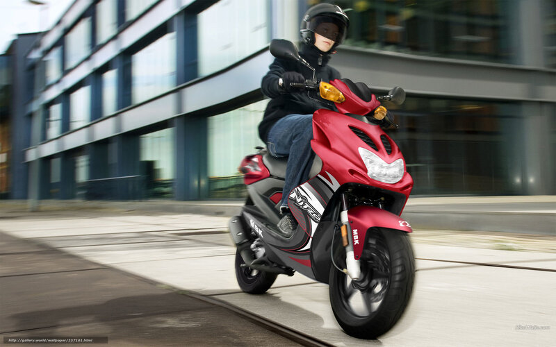 Person on Red Scooter — Dynamic, Afternoon, Photograph