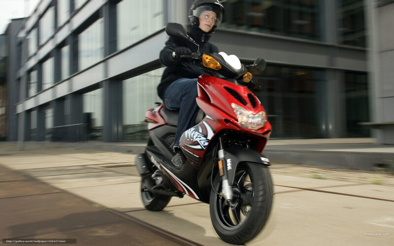 Person on Red Scooter — Dynamic, Afternoon