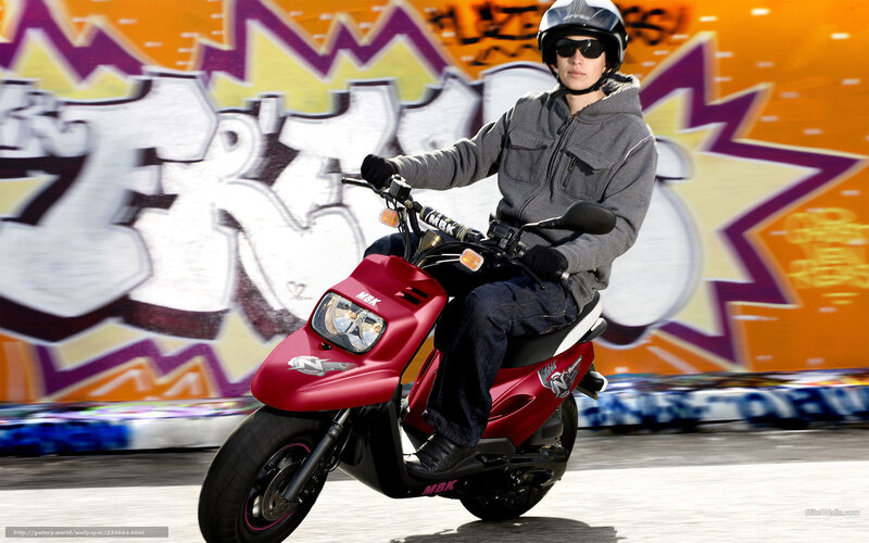 Person on Red Scooter — Urban