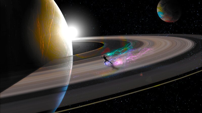 Person on Ringed Planet
