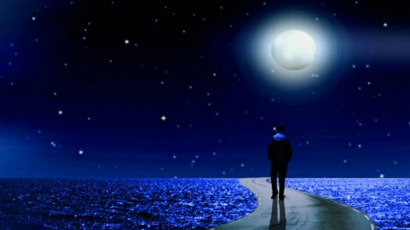 Person on Road at Night
