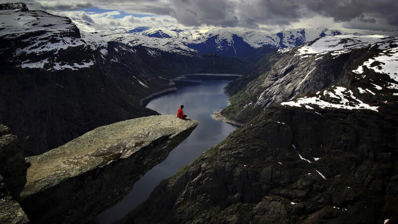 Person on Rock Ledge