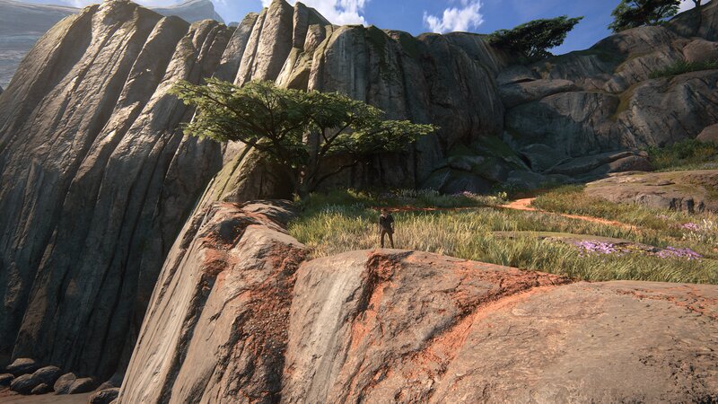 Person on Rocky Cliff — Gray, Serene