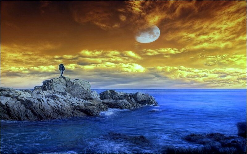 Person on Rocky Cliff