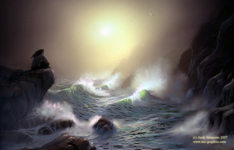 Person on Rocky Cliff — Yellow