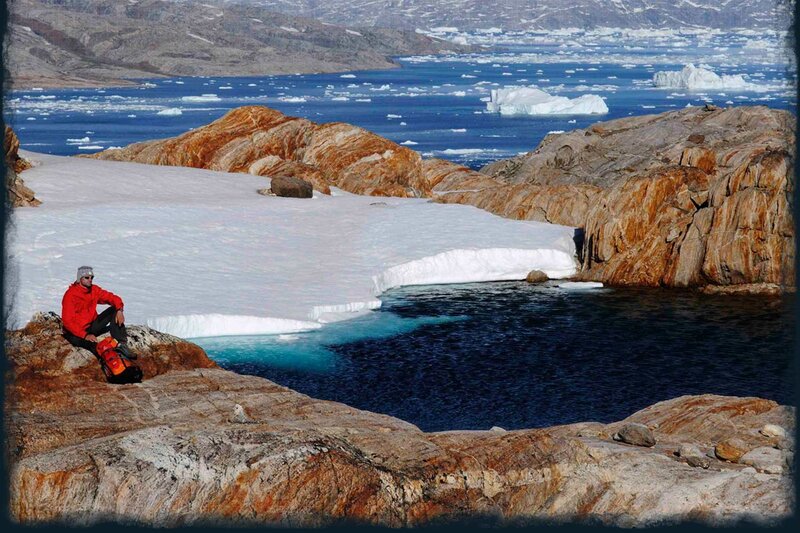 Person on Rocky Shore — Blue, Serene
