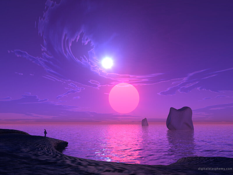 Person on Rocky Shore — Purple