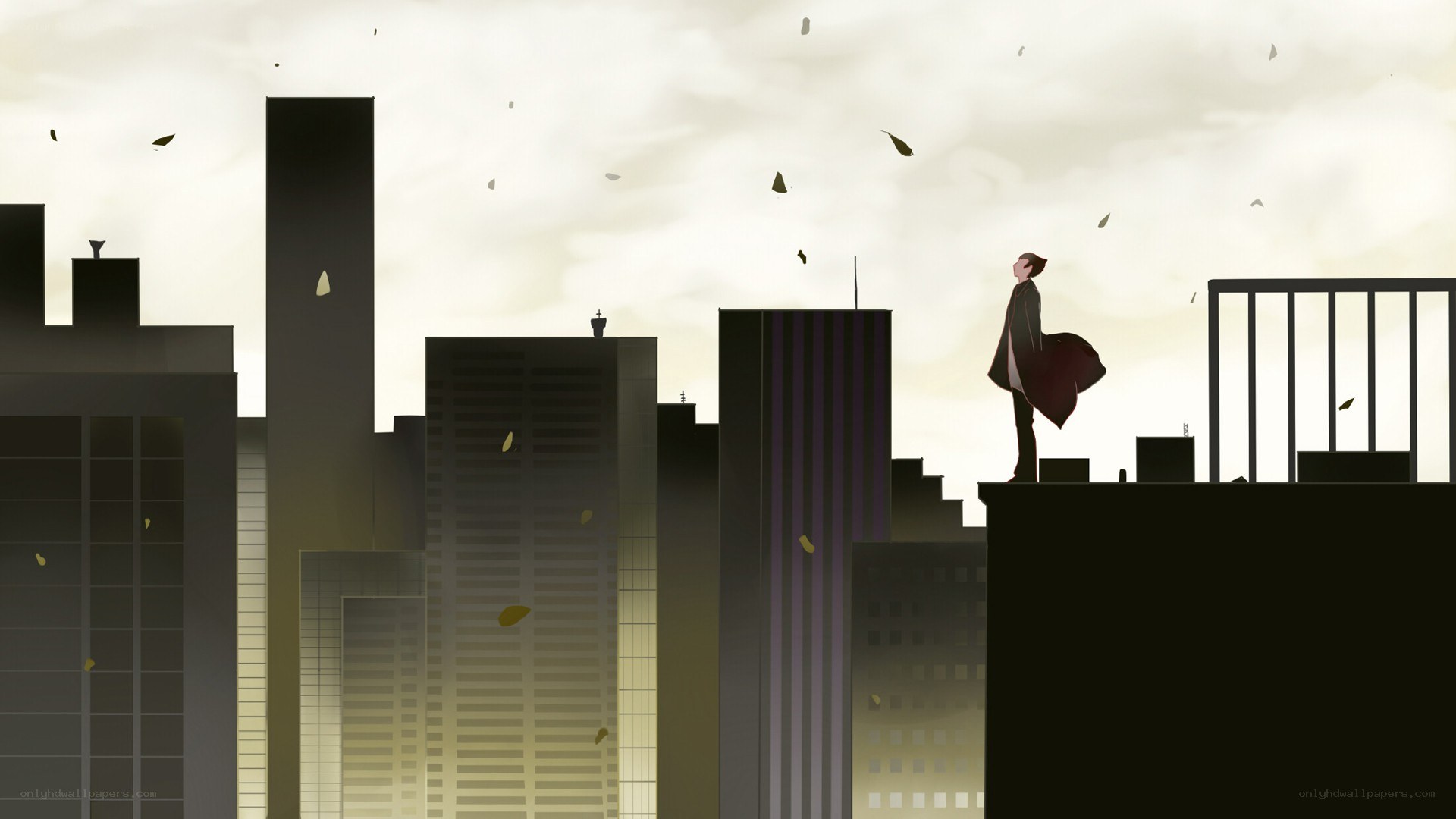 person on rooftop at dusk