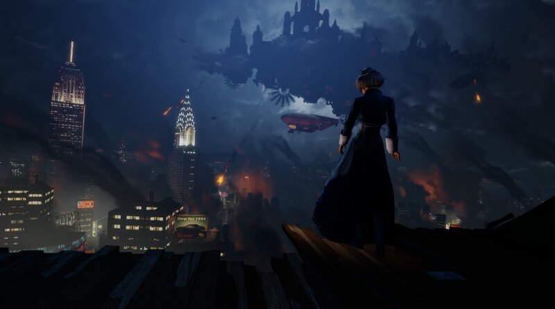 Person on Rooftop at Night — Dark Blue