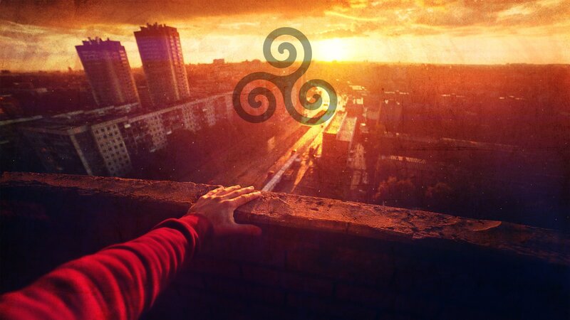 Person on Rooftop at Sunset — Orange, Dramatic