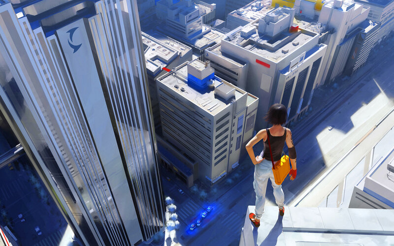 Person on Rooftop — Blue, Dramatic, Afternoon, Digital Art, Cityscape