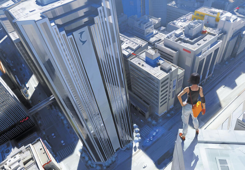 Person on Rooftop — Blue, Dramatic, Afternoon, Digital Art, Skyscraper