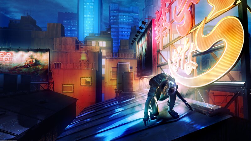 Person on Rooftop — Blue, Dramatic, Night