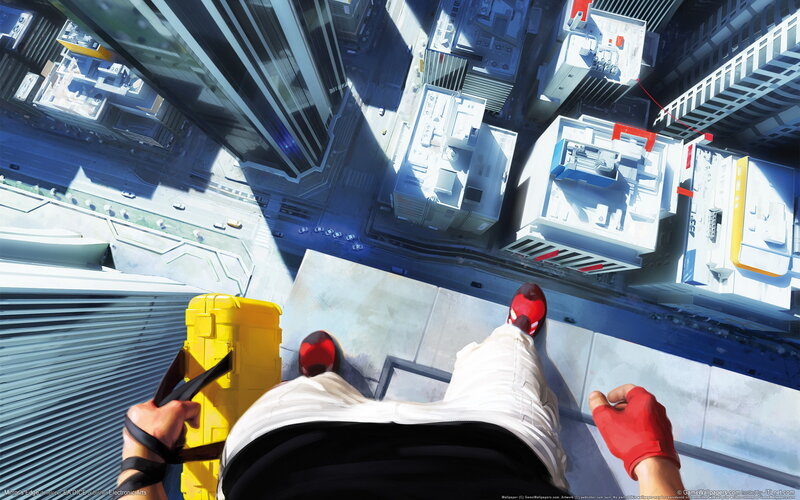 Person on Rooftop Edge — White