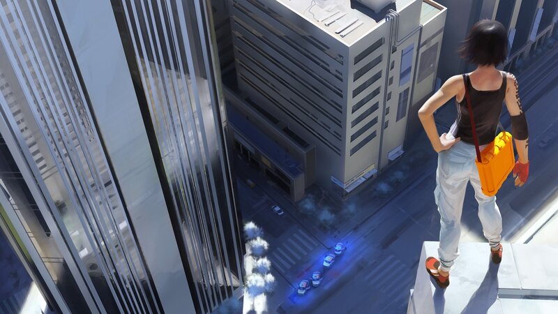 Person on Rooftop — Gray, Dramatic, Afternoon, Digital Art, Buildings