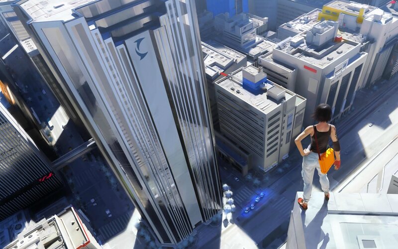 Person on Rooftop — Gray, Dramatic, Afternoon, Digital Art, Cityscape, Skyscraper, Bag