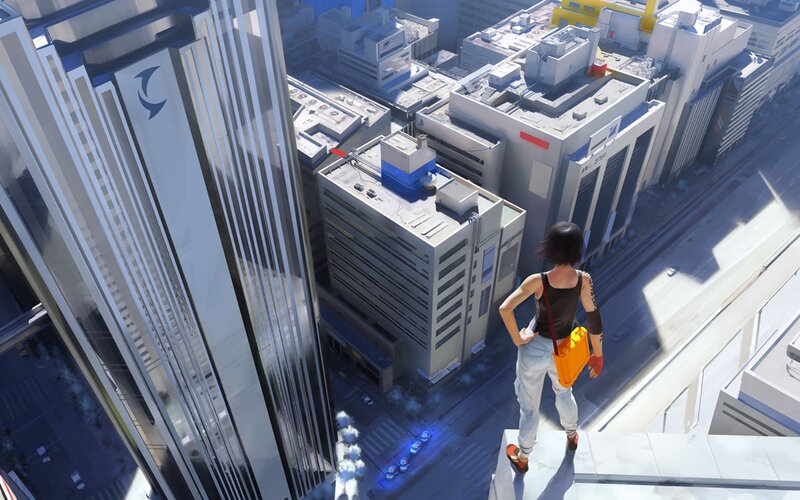 Person on Rooftop — Gray, Dramatic, Afternoon, Digital Art, Cityscape