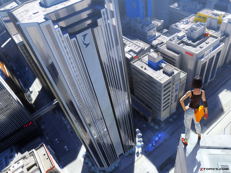Person on Rooftop — Gray, Dramatic, Afternoon, Digital Art, Skyscraper, City