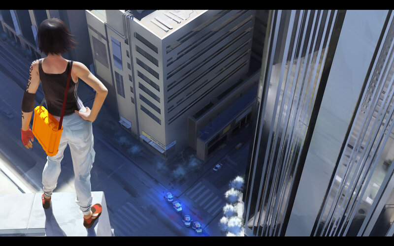 person on rooftop overlooking city