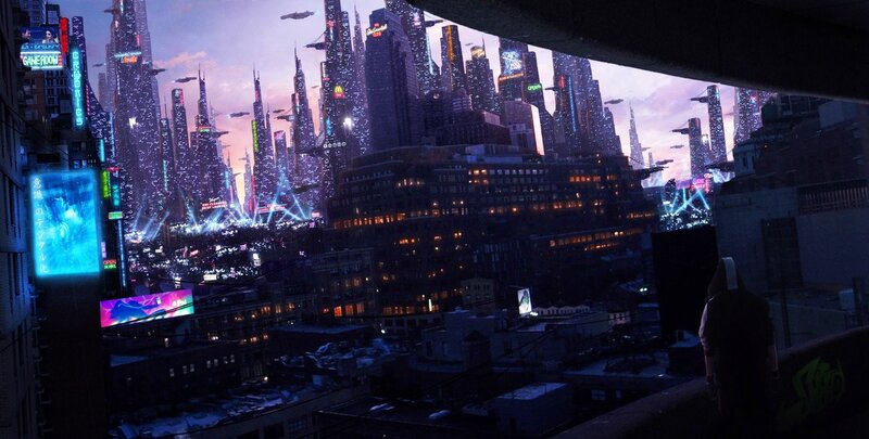 Person on Rooftop — Purple