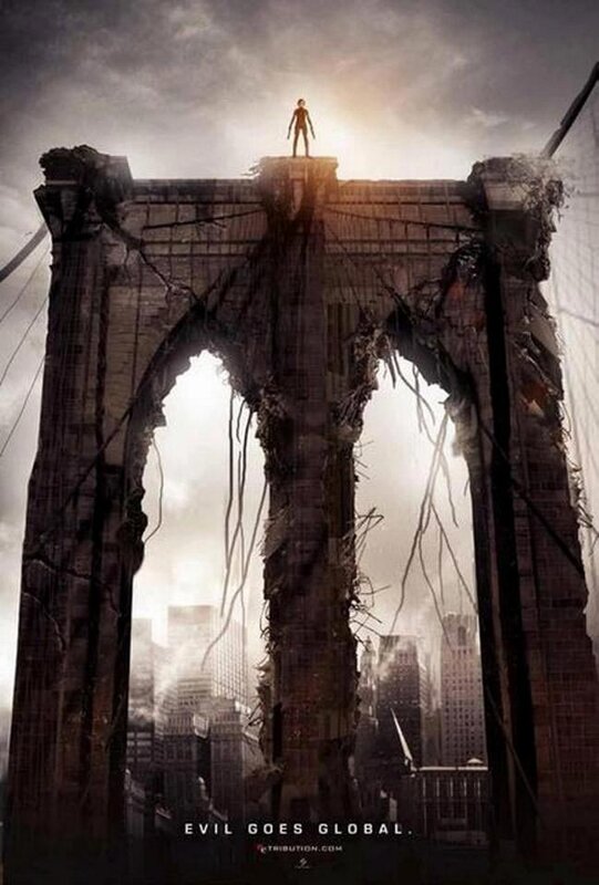 Person on Ruined Bridge — Gray