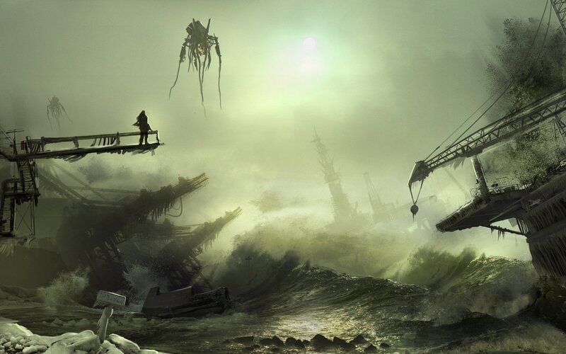 Person on Ruined Bridge — Green