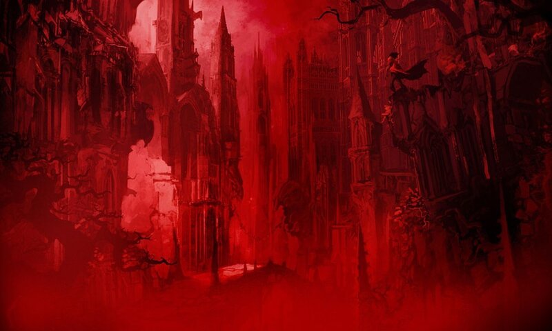 Person on Ruined City — Red