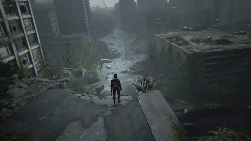 Person on Ruined Rooftop