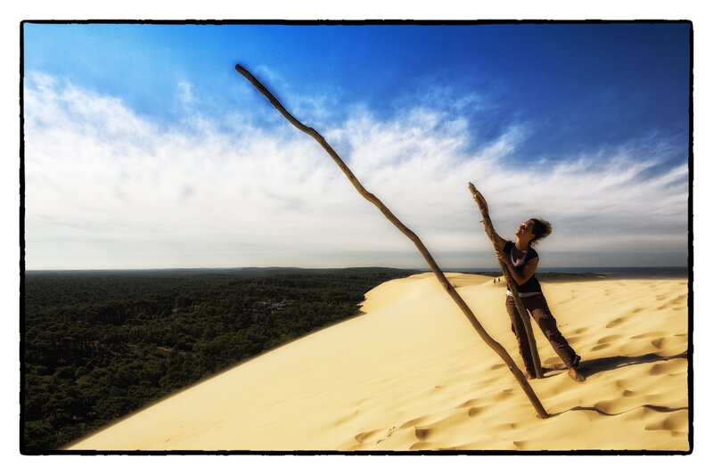 Person on Sand Dune — Blue, Dramatic, Afternoon
