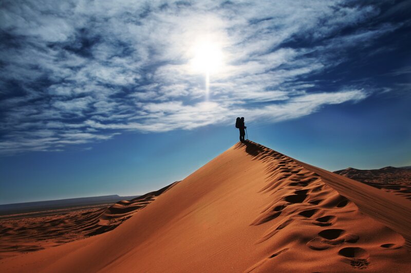 Person on Sand Dune — Orange, Dramatic, Afternoon