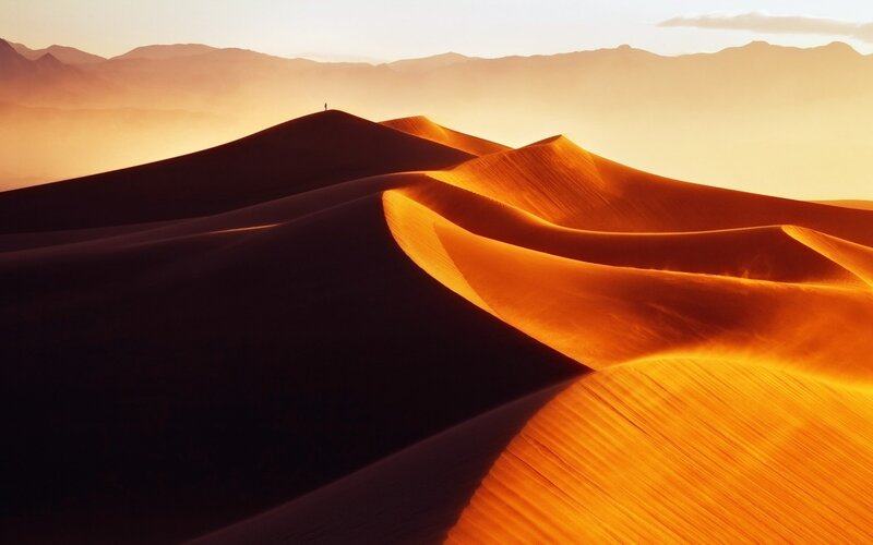 Person on Sand Dune — Orange, Serene