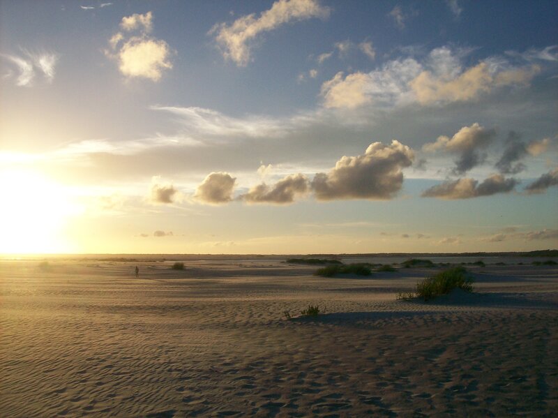 Person on Sandy Beach — Blue