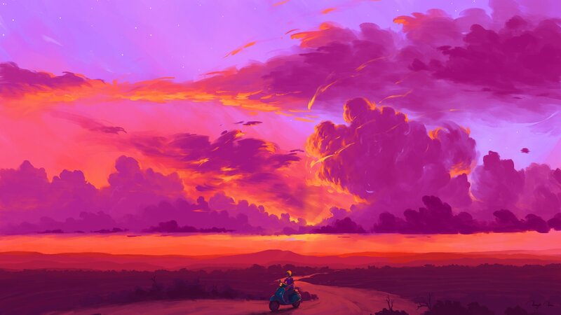 Person on Scooter — Purple
