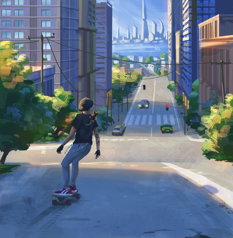 Person on Skateboard — Blue