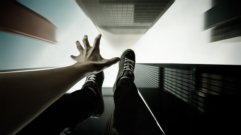 Person on Skyscraper Edge — Black