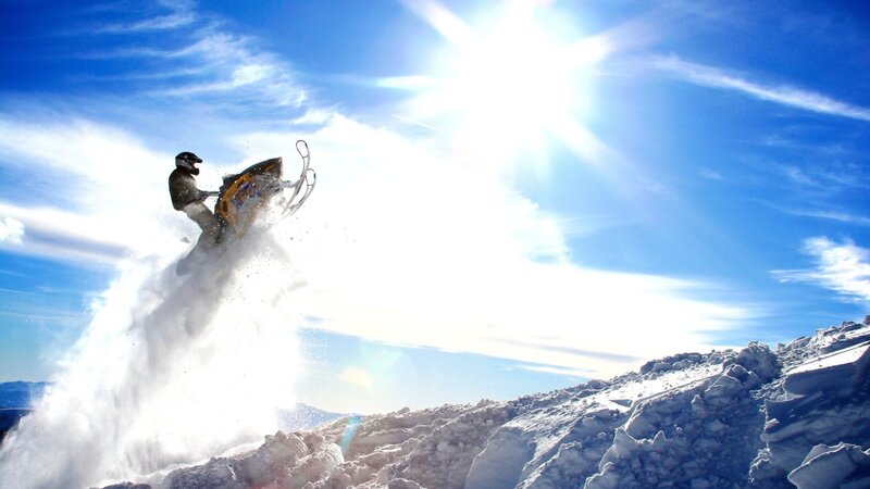 Person on Snowmobile — Blue