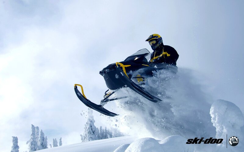 Person on Snowmobile — White, Dynamic