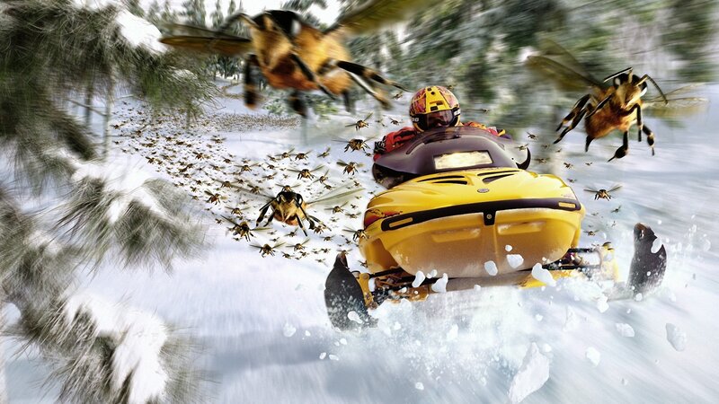Person on Snowmobile — Yellow