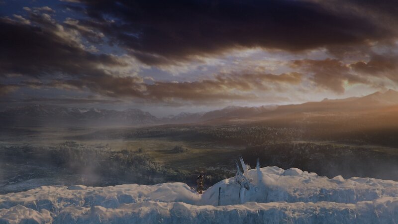 Person on Snowy Cliff