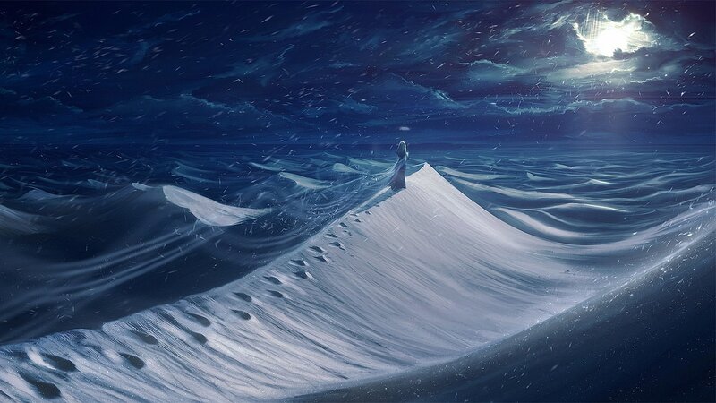 Person on Snowy Dune