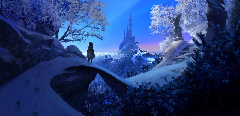 Person on Snowy Hill — Blue