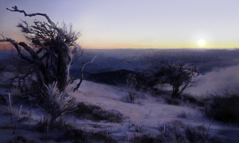 Person on Snowy Hill — Purple