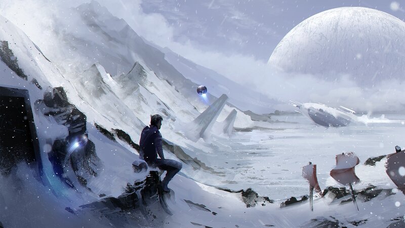 Person on Snowy Hill — White