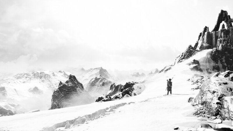 Person on Snowy Mountain — Black, Desolate