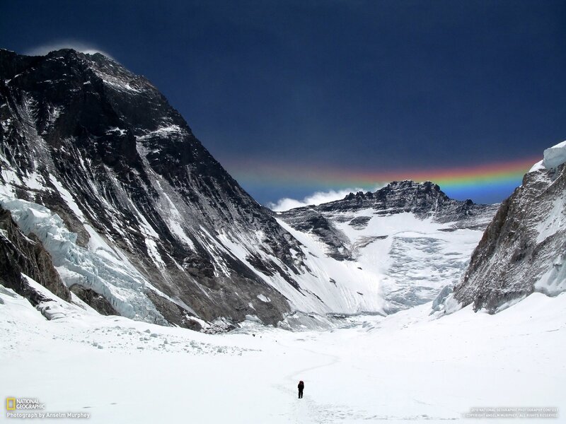 Person on Snowy Mountain — White, Dramatic, Afternoon