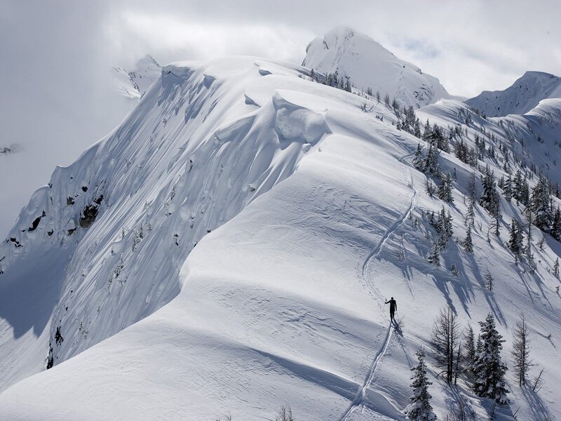 Person on Snowy Mountain — White, Dramatic, Winter